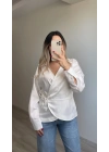 Saten Beyaz Bluz