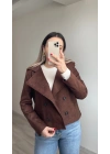 Kahverengi Kruvaze Süet Ceket