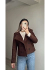 Kahverengi Kruvaze Süet Ceket
