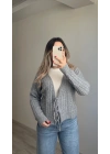 Örgü Yumoş Hırka Gri