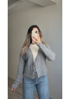Örgü Yumoş Hırka Gri