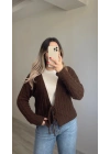 Örgü Yumoş Hırka Acı Kahve