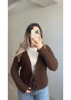 Örgü Yumoş Hırka Acı Kahve