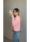 Örgü Yumoş Hırka Pembe