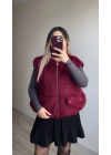 Bordo Tüylü Yelek