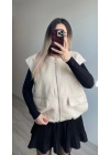 Ekru Tüylü Yelek