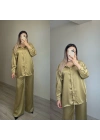 Yağ Yeşili Saten Takım