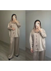 Taş Rengi Saten Takım