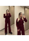 Bordo Çıtçıtlı Çelik Triko Takım