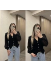 Siyah Kolu Tül Bluz
