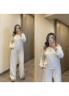 Kayık Yaka Modal Takım Ekru