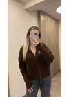 Acı Kahve Çift Fermuarlı Hırka
