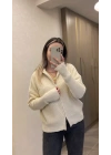 Ekru Çift Fermuarlı Hırka