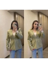 Yeşil Pileli Blazer Ceket