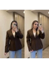 Acı Kahve Pileli Blazer Ceket