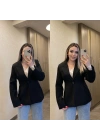 Siyah Pileli Blazer Ceket
