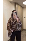 Leopar Fularlı Saten Bluz