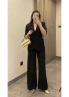 Kemerli Siyah Blazer Takım