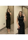 Kemer Aksesuar Detaylı Siyah Slim Elbise