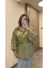 Yeşil Kemerli Modal Gömlek