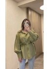 Yeşil Kemerli Modal Gömlek