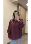 Bordo Kemerli Modal Gömlek