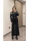 Kemerli Siyah Kumaş Pantolon