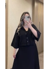 Keten Siyah Elbise Ceket Takım