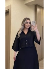 Keten Siyah Elbise Ceket Takım