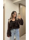 Acı Kahve Fırfırlı Bluz