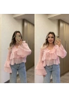 Pembe Fırfırlı Bluz