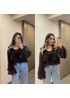 Acı Kahve Fırfırlı Bluz