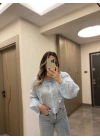 Bebe Mavi Dantelli Gömlek