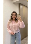 Pembe Dantelli Gömlek