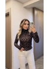 Acı Kahve Puantiyeli Bluz