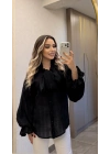 Siyah Fularlı Tensel Gömlek
