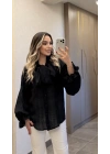 Siyah Fularlı Tensel Gömlek