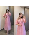 Püsküllü Pembe Elbise