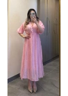 Püsküllü Pembe Elbise