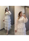 Beyaz Katkatlı Elbise
