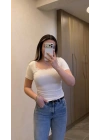 Beyaz Önü Dantelli Kare Yaka Body