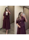 Mürdüm Etek Blazer Ceket Takım