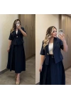 Lacivert Etek Blazer Ceket Takım