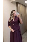 Mürdüm Etek Blazer Ceket Takım