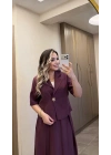 Mürdüm Etek Blazer Ceket Takım