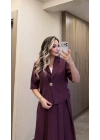 Mürdüm Etek Blazer Ceket Takım