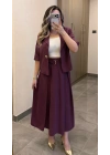 Mürdüm Etek Blazer Ceket Takım