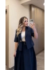 Lacivert Etek Blazer Ceket Takım