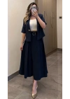 Lacivert Etek Blazer Ceket Takım