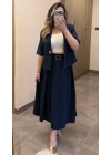 Lacivert Etek Blazer Ceket Takım
